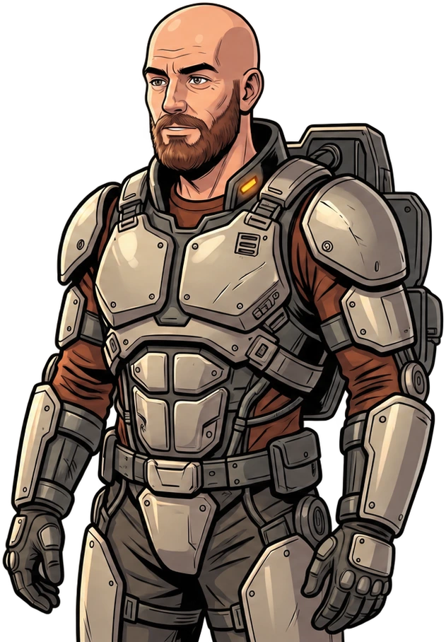 Ren in his mechanical armour.