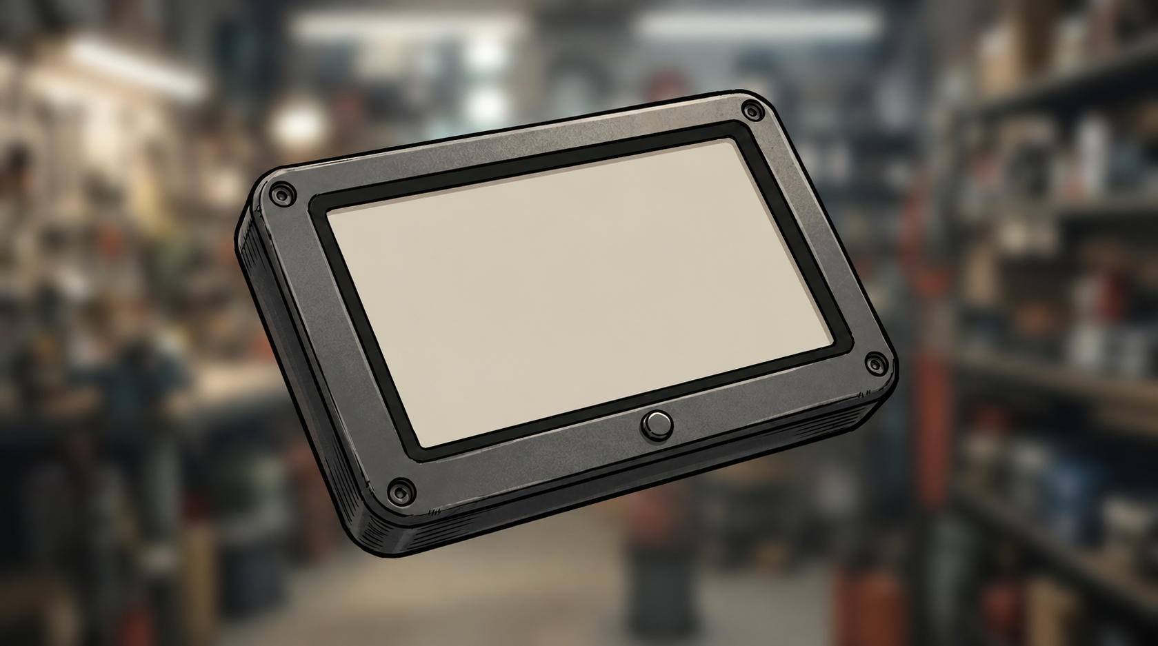 A detached display is shown separately from its mounting.