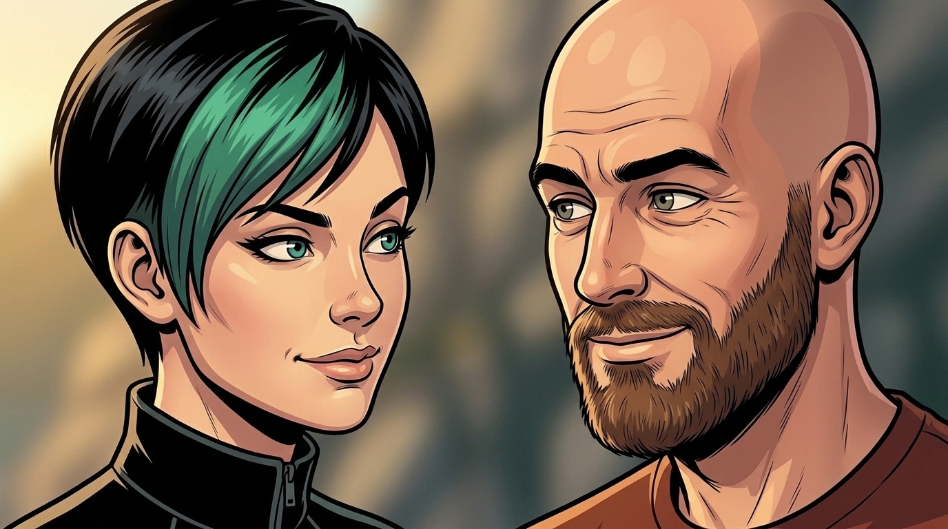 Dexy and Ren exchange a teasing look while discussing his unexplained status.