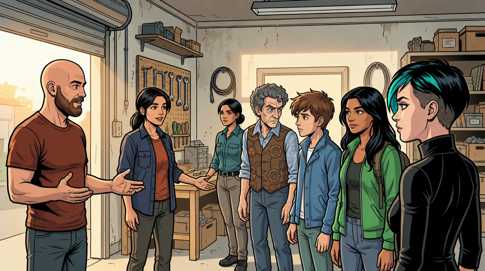 Ren returns to Sella’s workshop and addresses Dexy while Sella, Leena, Barney, Kaz and Ketty listen.