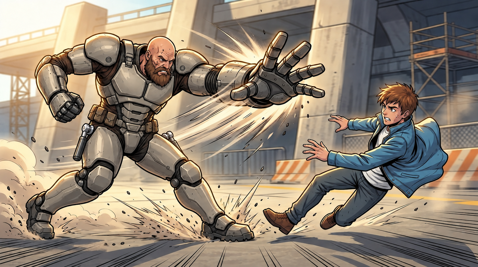Ren recovers his speed as Kaz keeps moving across the landing.