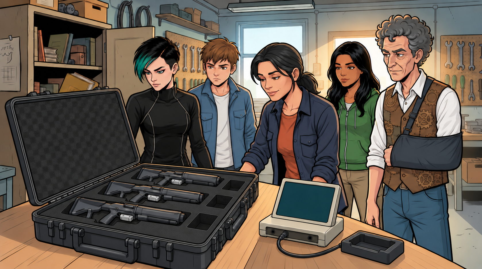 Dexy checks the final record for the three matched units while Kaz asks about using one.
